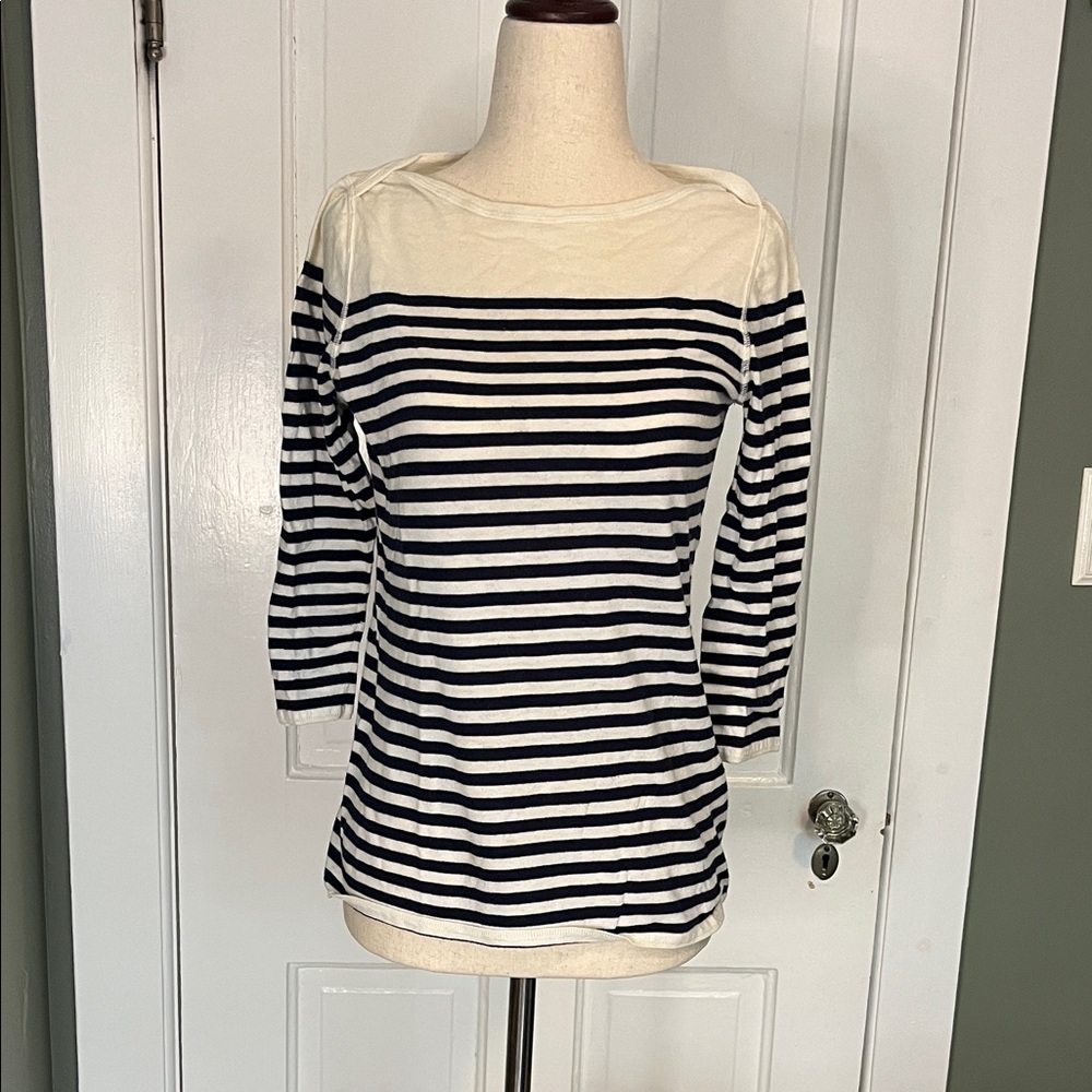 J. Crew Cream & Black Striped Top
